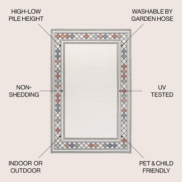Sebastian High-low Modern Diamond Border Indoor/Outdoor Area Rug